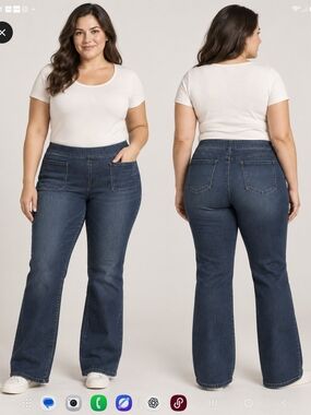 Belle by Kim Gravel Dark Blue Flare Jeans SIZE 16 P